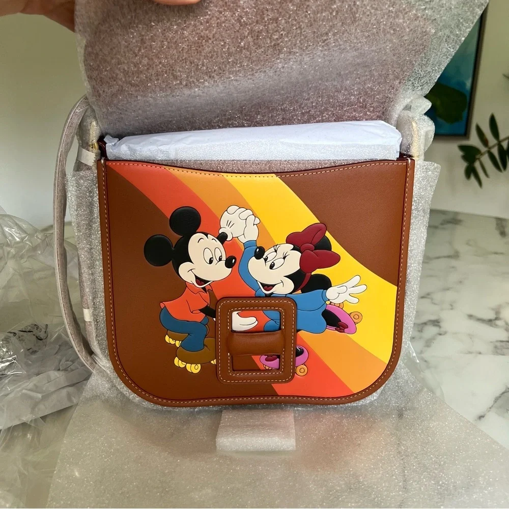 NWT  Disney X Coach Courier Bag With Mickey Mouse And Minnie Mouse CQ801 - Picture 9 of 11